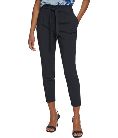 Tie Waist Straight Leg Dress Pants