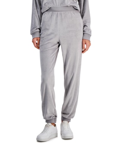 High Rise Velour Straight Leg Jogger Casual Pants