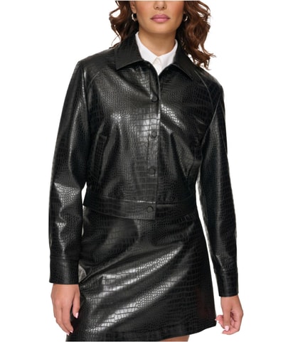 Crocodile Faux-Leather Jacket