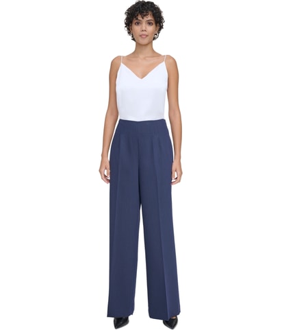 High Rise Pin Stripe Straight Leg Casual Pants