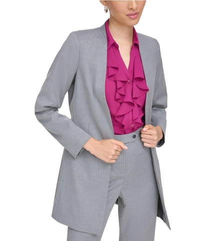 Pinstripe Open Front Blazer Jacket