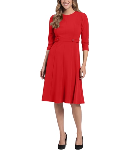 Solid Midi Fit & Flare Dress
