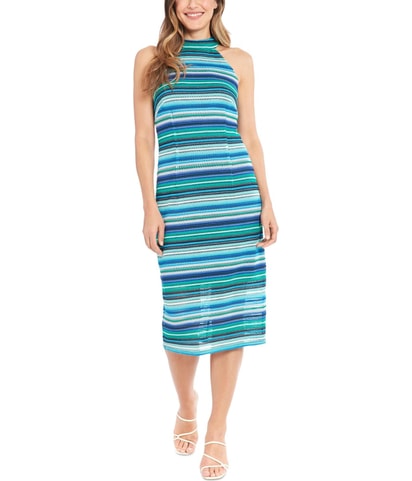 Striped Crochet Midi Dress