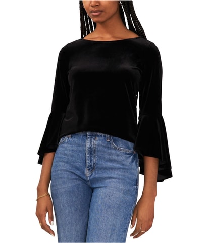 Velvet Bell Sleeve Shell Blouse