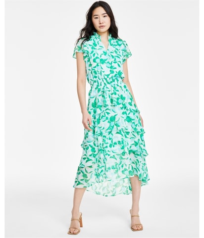 Floral Printed Smocked Waist Tiered Midi Dress