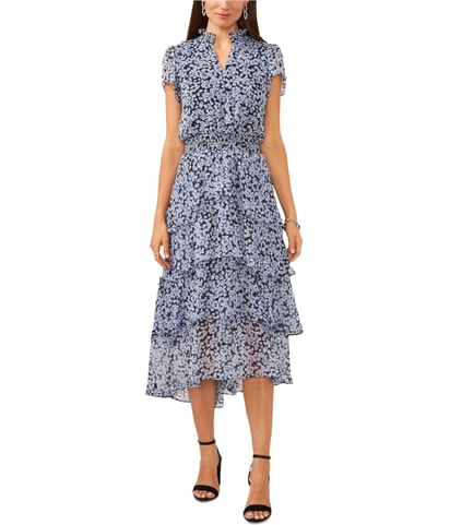 Smocked-Waist Tiered Midi Dress