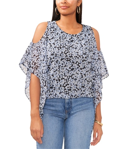 Print Cold Shoulder Blouse