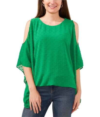 Clip Dots Cold Shoulder Blouse