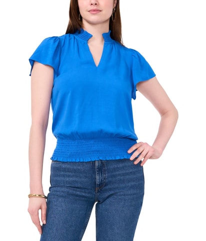 Smocked-Waist Peasant Blouse