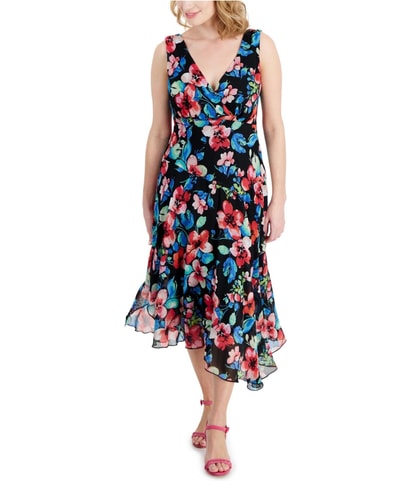 Floral Chiffon Asymmetrical Dress