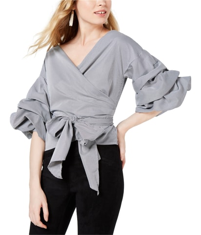 Tiered-Sleeve Wrap Blouse
