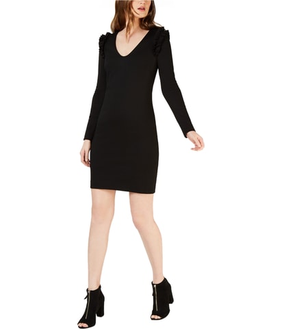 Ruffle Shoulder Shift Dress
