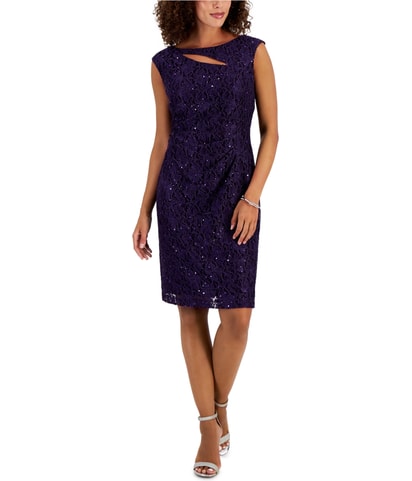 Sequined Lace Sheath Dress