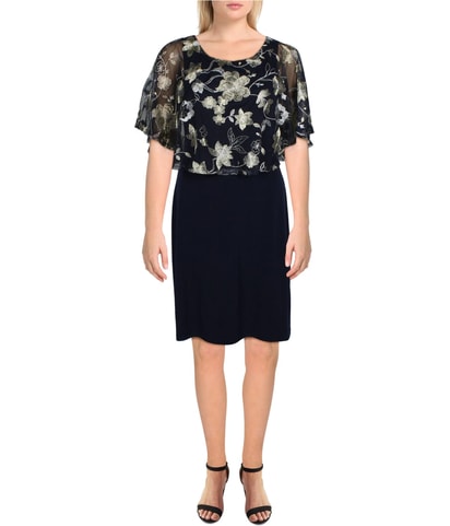 Cape Overlay Cocktail Dress
