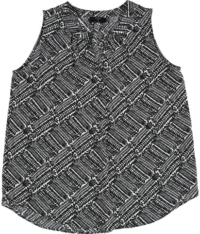 Geometric Leaf Sleeveless Blouse Top