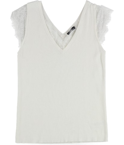 Ribbed Lace Pullover Sweater