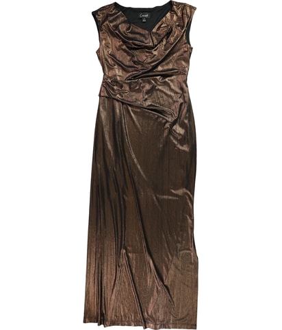 Metallic Cowl Neck Gown Dress