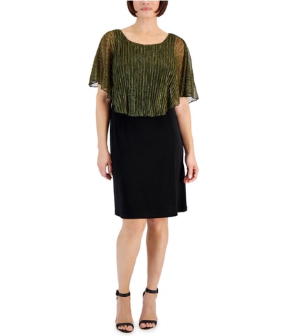 Metallic Overlay Sheath Dress