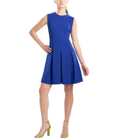 Solid Pleated A-line Dress