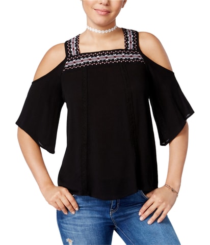 Embroidered Cold-Shoulder Shell Blouse