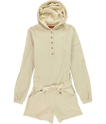 Hooded Henley Romper Jumpsuit