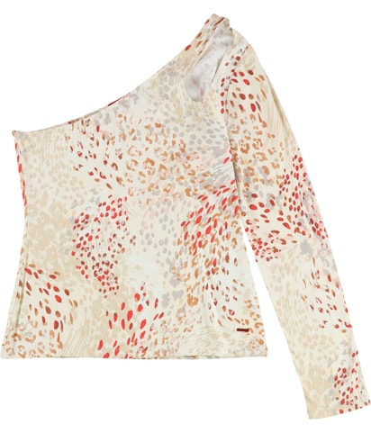 Open Shoulder Abstract Basic T-Shirt