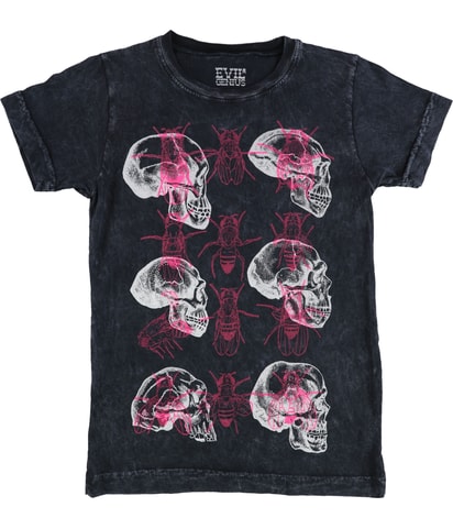 Acid Wash Bees & Skulls Graphic T-Shirt