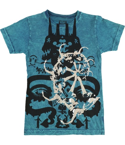 Acid Wash Metallic Print Graphic T-Shirt