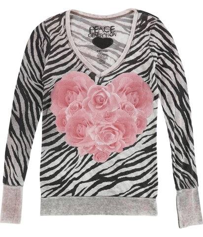 Zebra Print Rose Heart Graphic T-Shirt