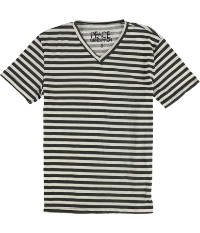 Striped V Neck Graphic T-Shirt