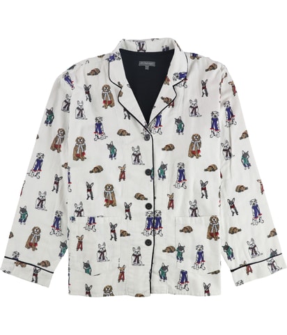 Dogs In Scarves Button Down Pajama Tops