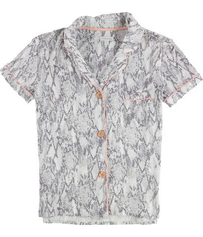 Snake Print Button Down Pajama Tops