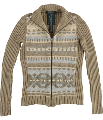 Fair Isle Zip-Up Knit Sweater
