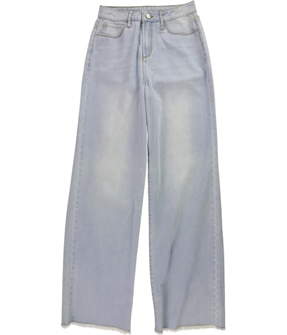 Frayed Hem Wide Leg Regular Jeans