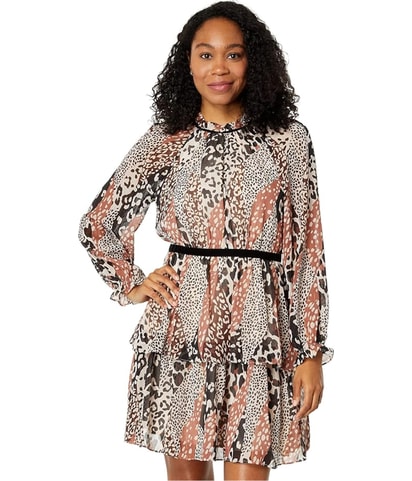Ruffle neck Tiered Mini Dress