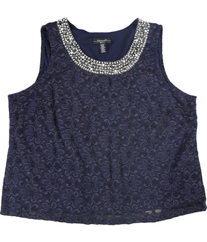 Embellished Neck Sleeveless Blouse Top