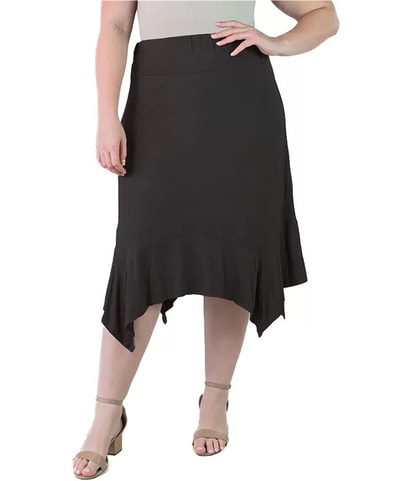 Solid Handkerchief Midi Skirt