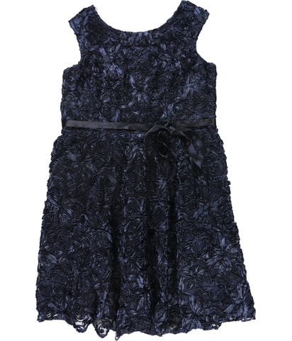 Belted Embroidered Cocktail Dress