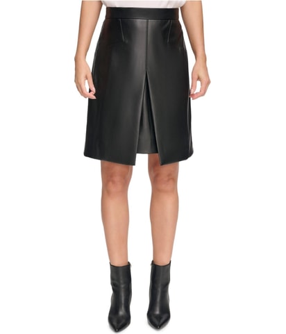 Faux-Leather A-line Skirt