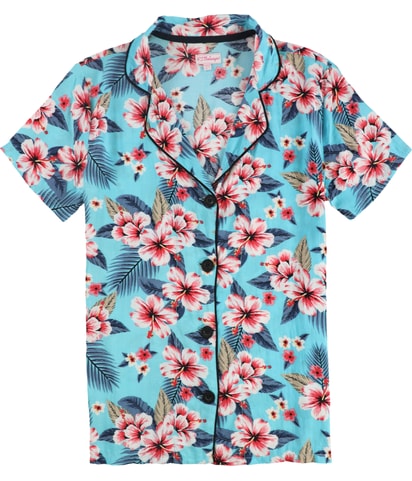 Tropical Floral Button Down Pajama Tops