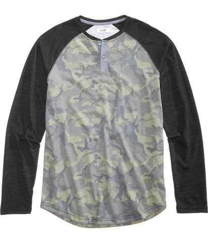 Pattern-Blocked Henley Shirt