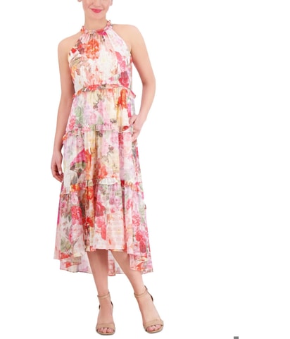 Chiffon Tiered Ruffled Midi Dress