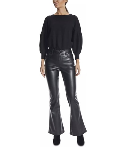 Faux Leather Flare Casual Pants