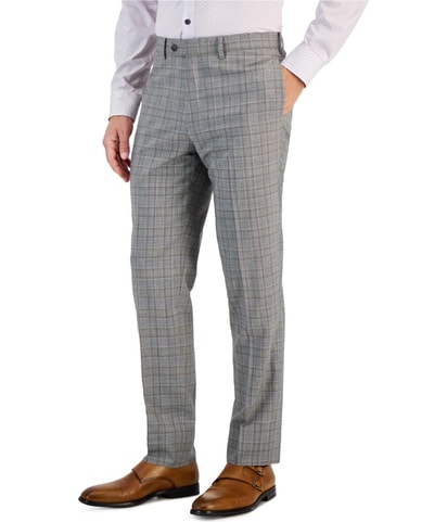 Plaid Tapered Slim Slacks Dress Pants