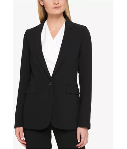 Solid One Button Blazer Jacket