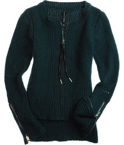 Full Zip Front Cable Knit Sweater
