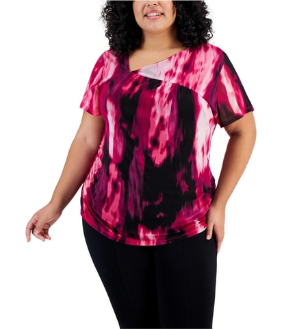 Printed Ruched Knit Blouse