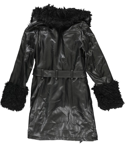 Faux Leather Contrast Trim Wrap Jacket