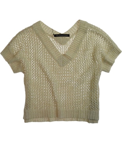 Glittery V-neck Mesh Knit Sweater