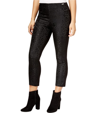 Mariette Embossed-Front Tapered Cropped Capri Casual Pants